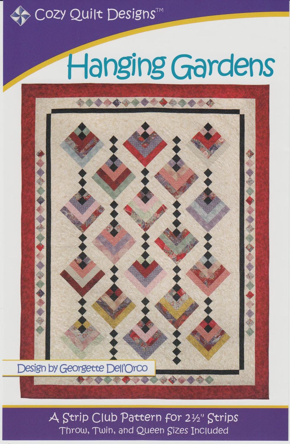 Cozy Quilt Designs - Hanging Gardens Quilt Pattern - jelly roll friendly in 3 sizes - Beginner