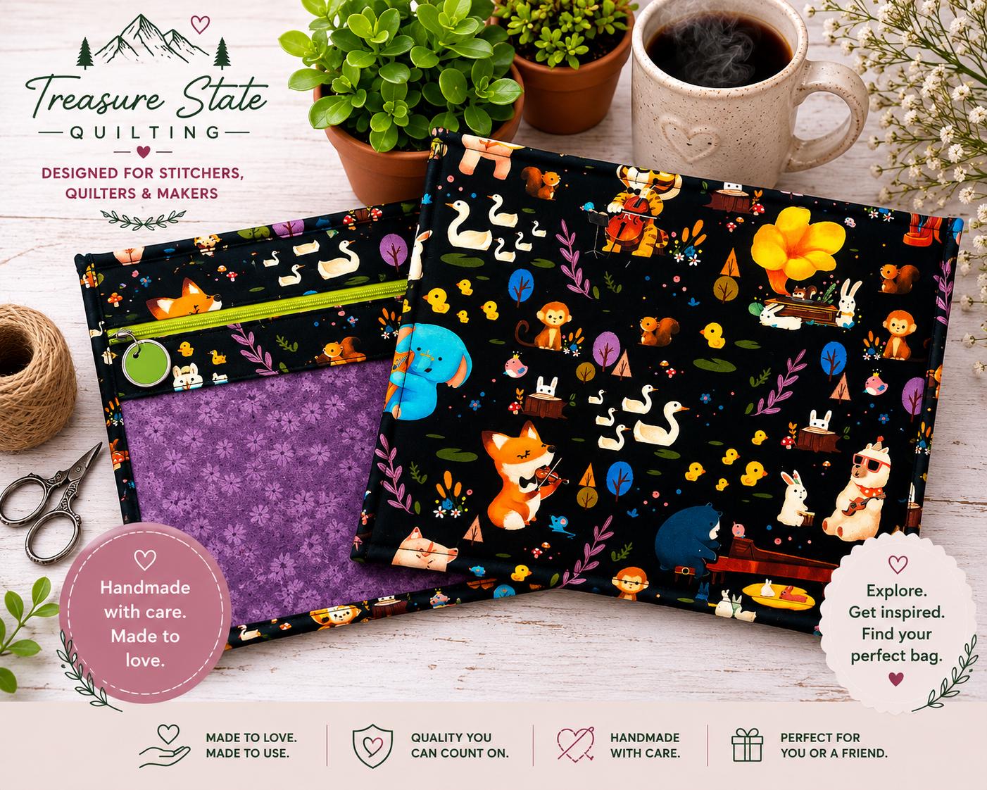 Cross Stitch Project Bag - Woodland Forest Animals - Standard Bag