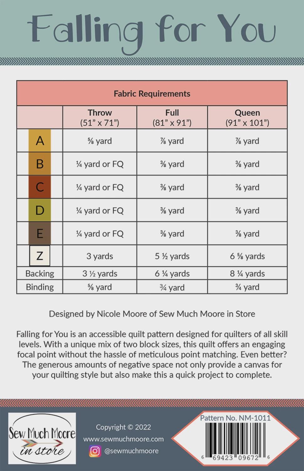 Sew Much Moore - Falling for You Quilt Pattern - Beginner friendly - 3 sizes