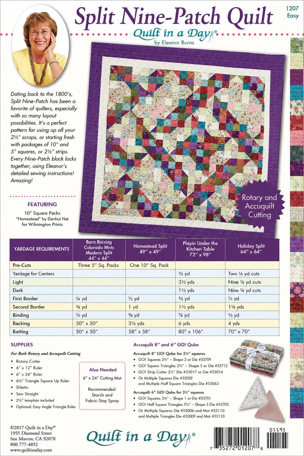 Quilt in a day - Eleanor Burns - Split Nine Patch Quilt Pattern - Jellyroll friendly