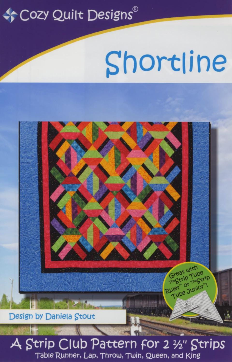 Cozy Quilt Designs - Shortline Quilt Pattern - jelly roll friendly in 6 sizes - Beginner