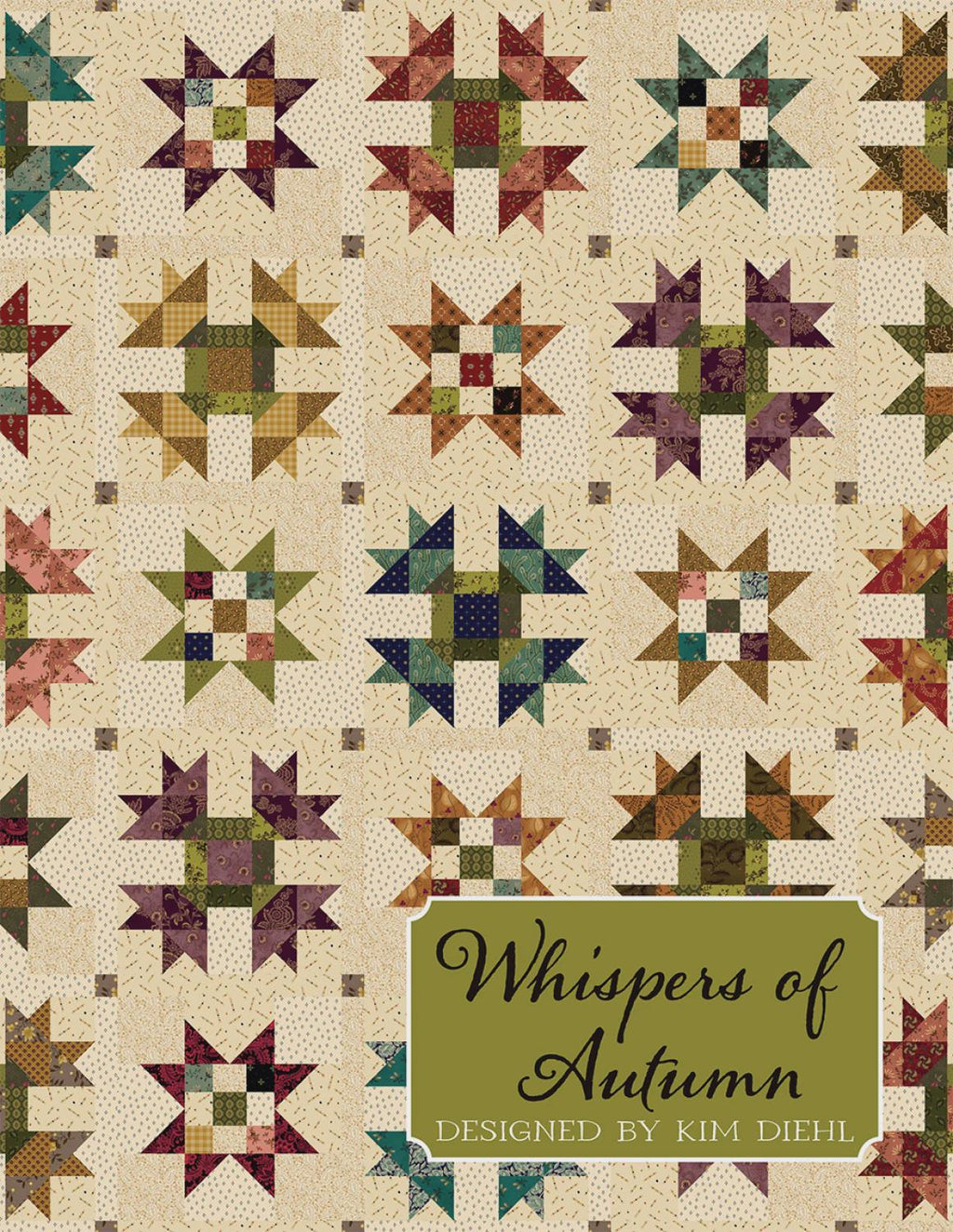 Kim Diehl - Whispers of Autumn quilt - Quilt pattern ISE 290 chart - NEW - 56.5" square - scrappy Primitive - beginner