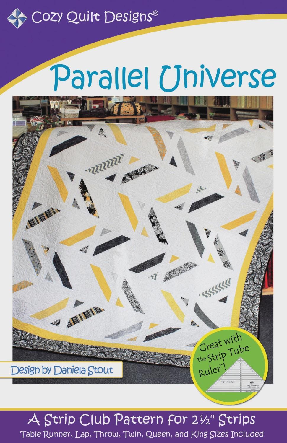 Cozy Quilt Designs - Parallel Universal Quilt Pattern - Layer cake friendly in 6 sizes - Beginner