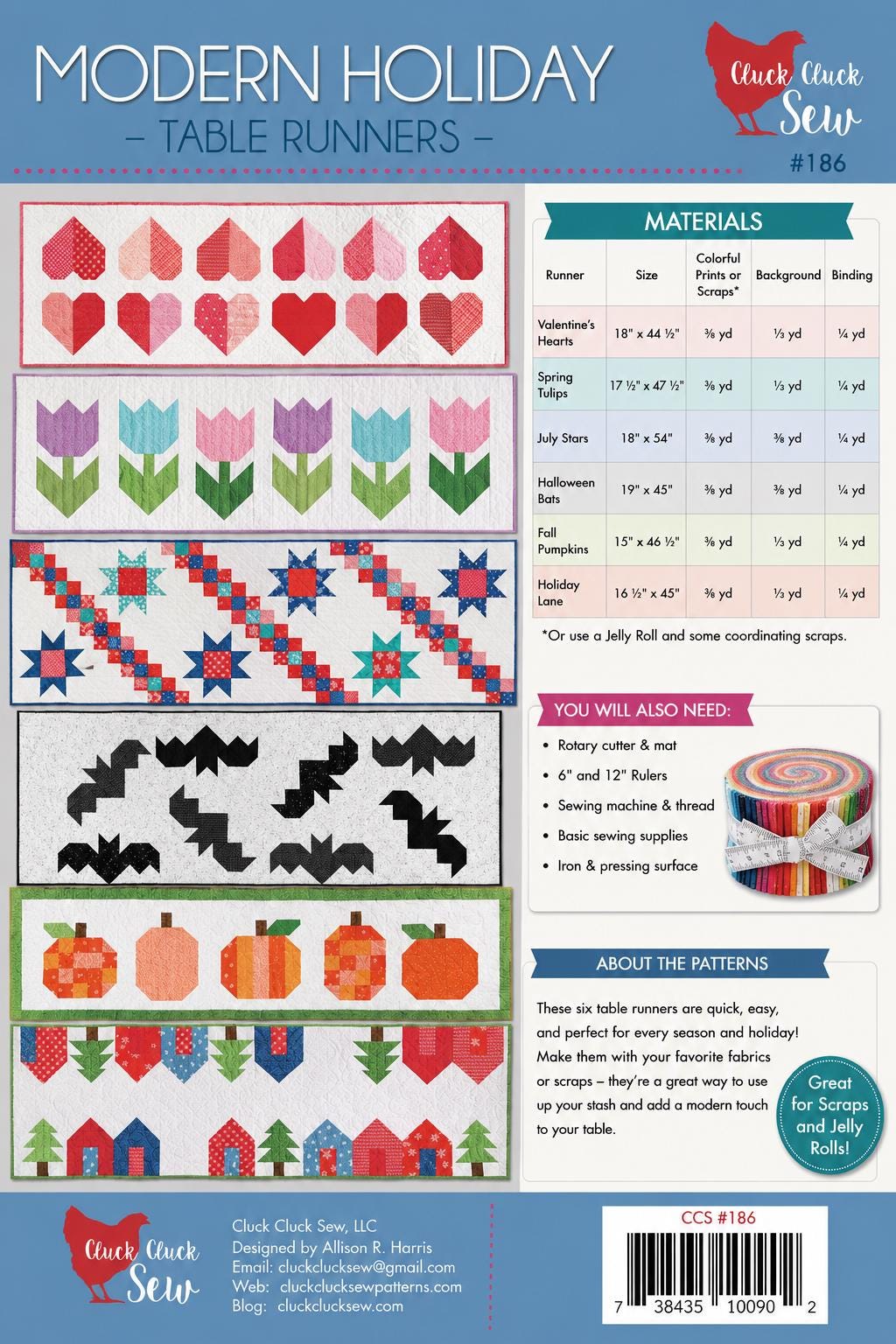 Modern Holiday Table Runners Quilt Pattern Booklet – 6 Festive Designs