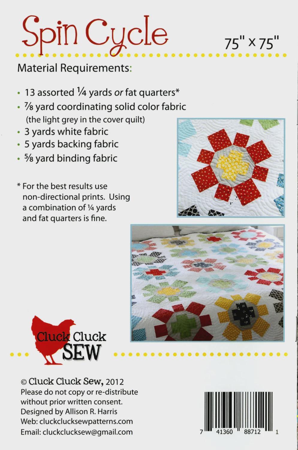 Cluck Cluck Sew - Spin Cycle Quilt Pattern - Fat Quarter friendly