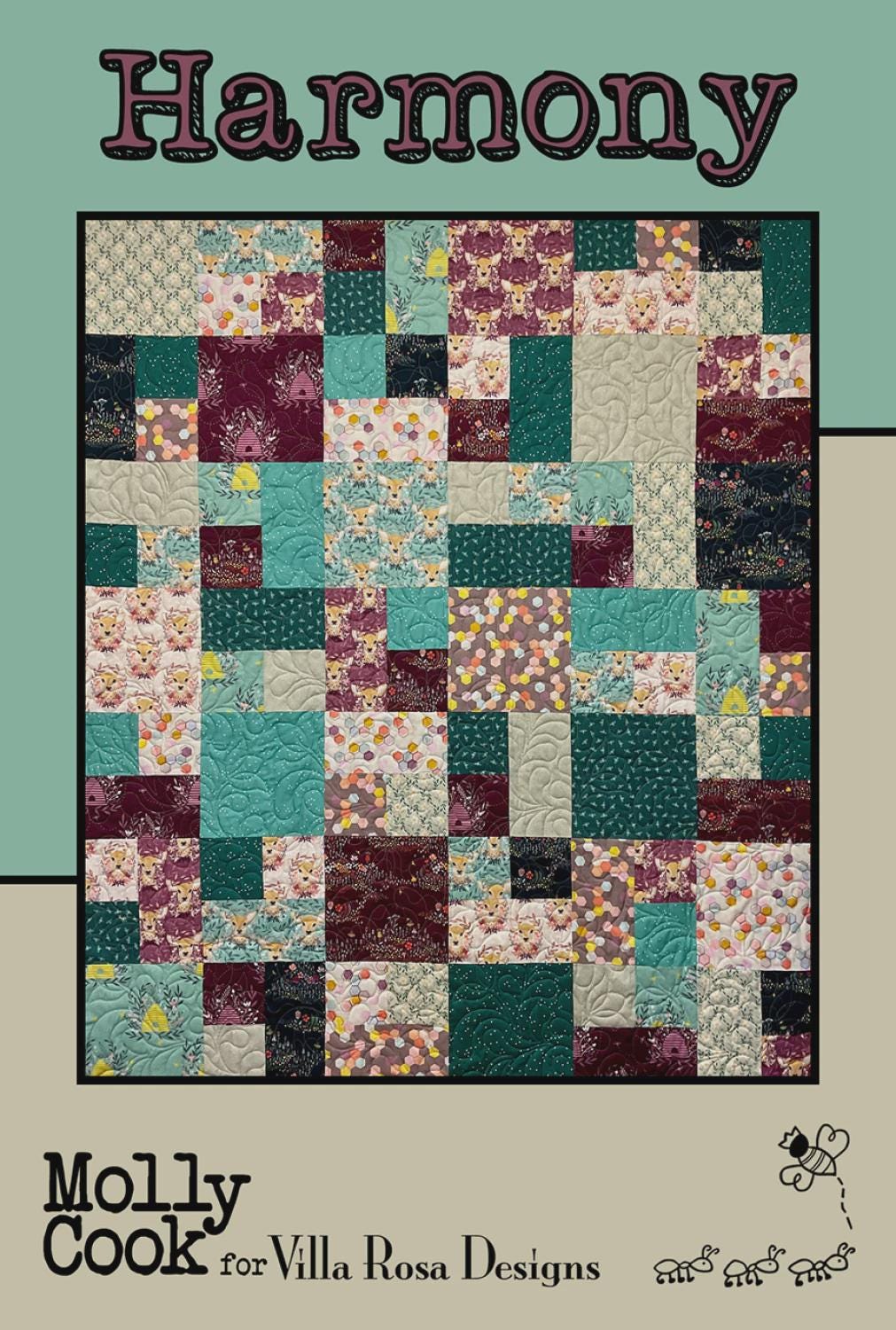 Harmony Quilt Pattern – Scrappy Fat Quarter Mosaic, Villa Rosa Designs