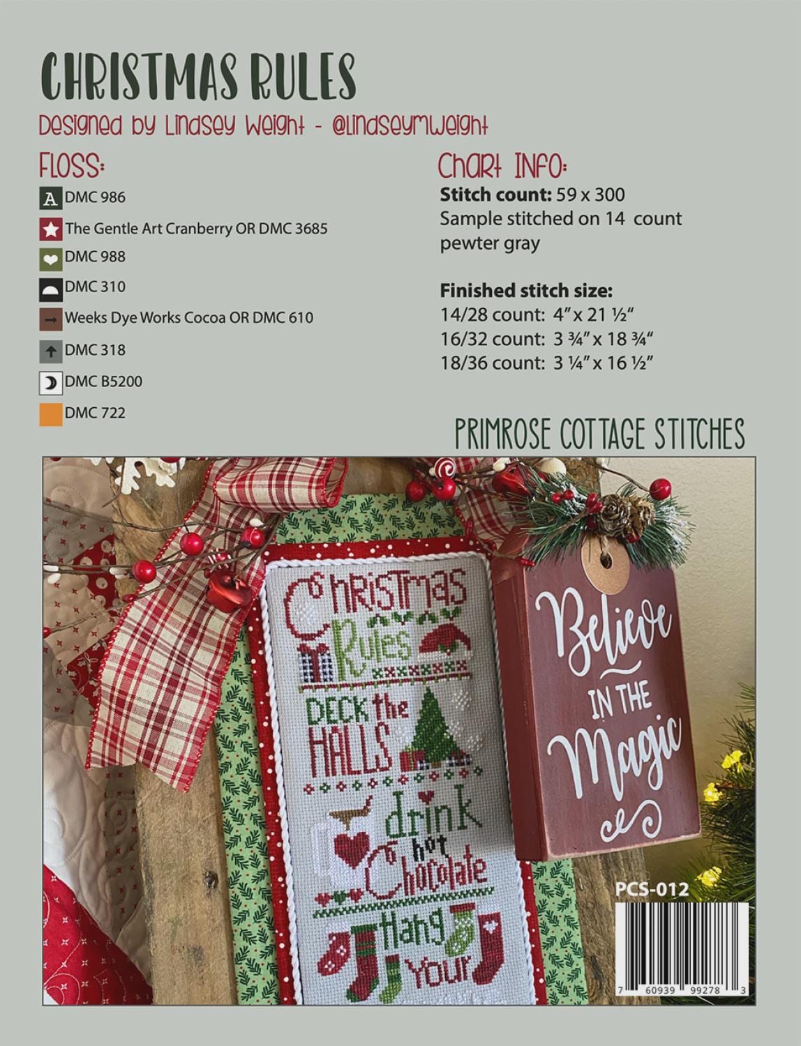 Christmas Rules Cross Stitch Pattern | Primrose Cottage Stitches | Confident Beginner