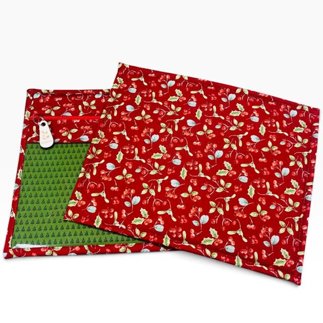 Holly Berries Christmas Red Trees project bag